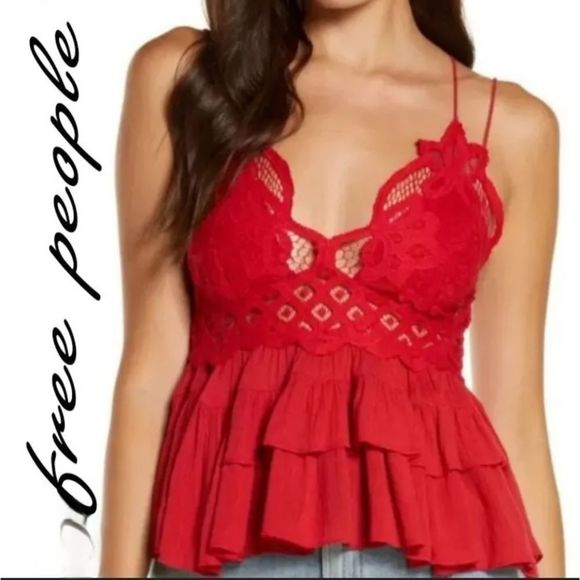 Free People Intimately Free People Adella Cami NWT Cherry Red XS - Picture 1 of 12